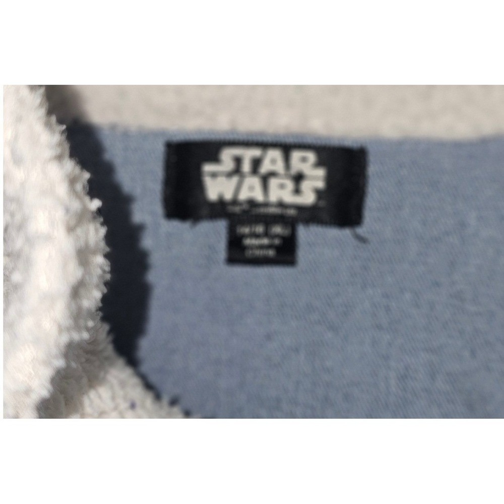Star Wars Kids Denim Jacket Medium Wash Faux Shearling Collar Rebel Patch XL 16 - Picture 2 of 5